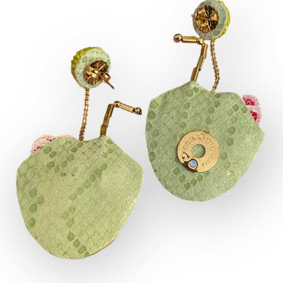127 Deepa Gurnani Coconut Water Earrings in Green - Picture 4 of 9